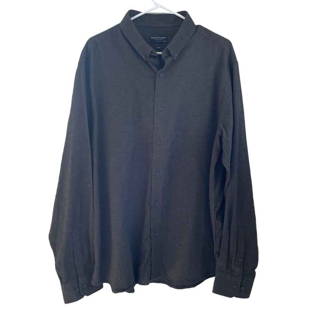 Bruun & Stengade Men’s Brushed Cotton Button Down Dark Green Size XXL